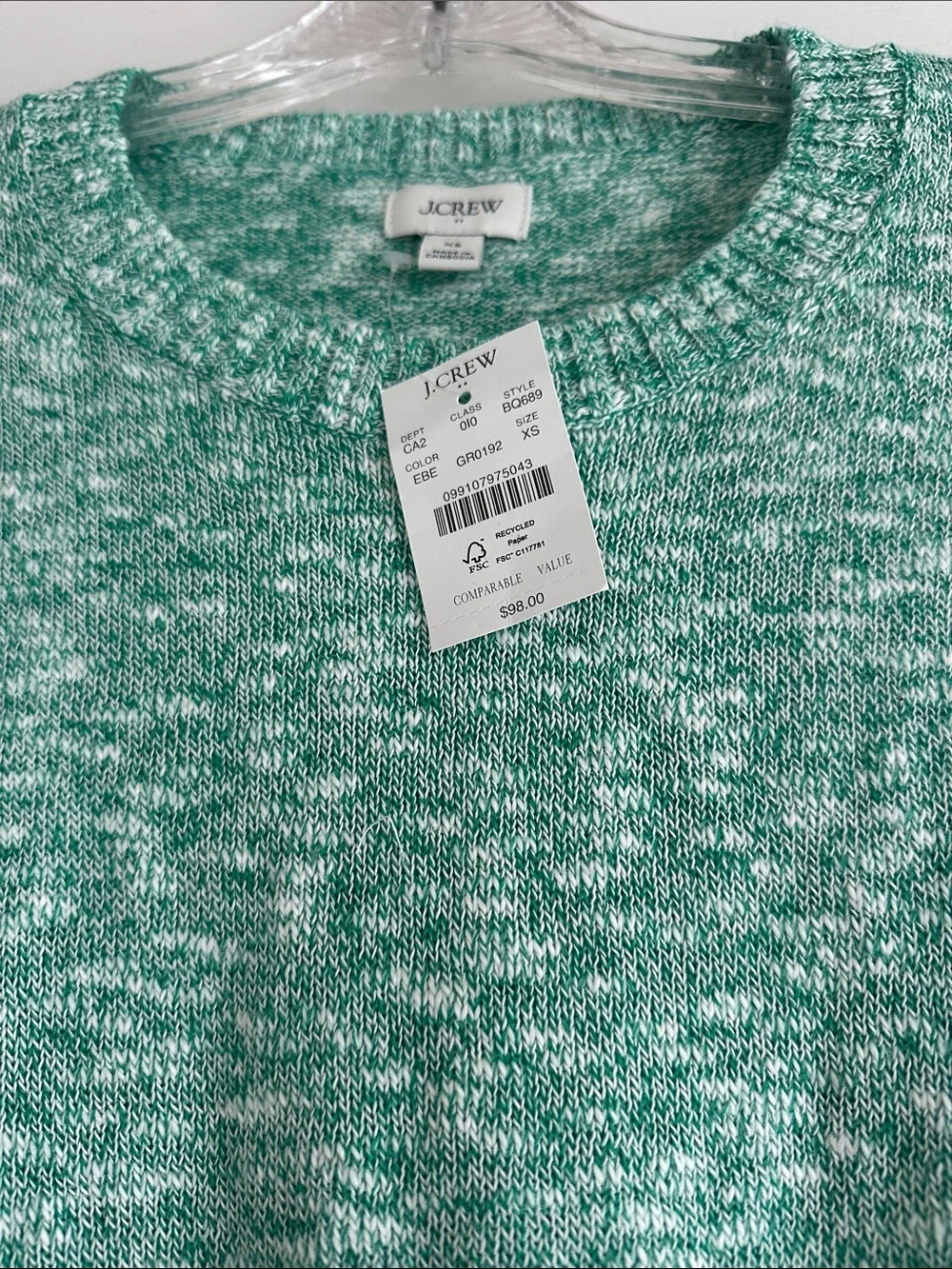 J. Crew womens Heathered Mint Green Crewneck Sweater NWT